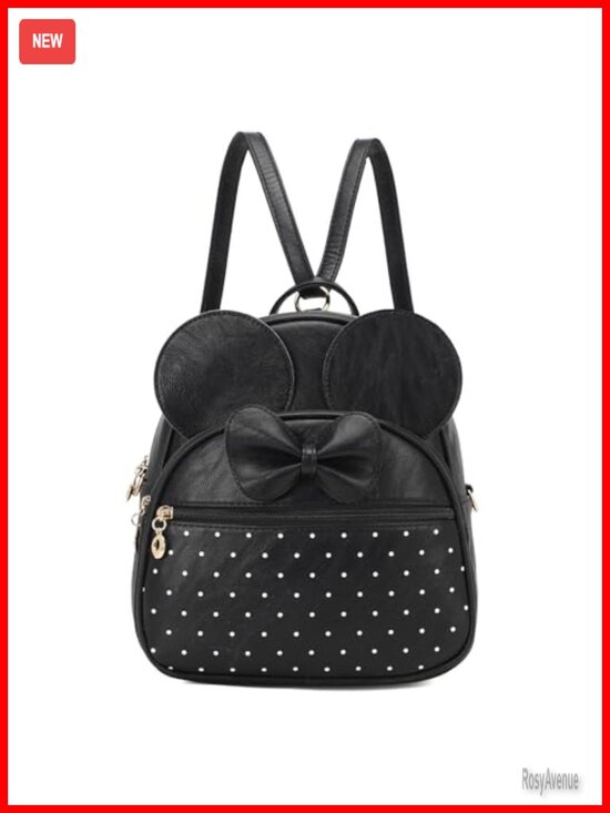 Mini Backpack Bowknot Polka Dot Daypack Convertible Shoulder Bag Purse Faux main image 4